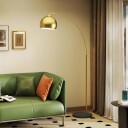 Justerbar bueformet gulvlampe – marmorfot gull/svart 170–180 cm