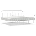vidaXL Sengeramme i metall med hode- og fotgavl hvit 193x203 cm