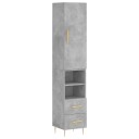 vidaXL Highboard betonggrå 34,5x34x180 cm konstruert tre 8720845483319