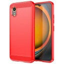 Samsung Galaxy Xcover7 Børstet TPU Deksel Karbonfiber Rød