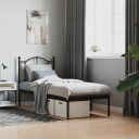 vidaXL Sengeramme i metall med hodegavl svart 75x190 cm