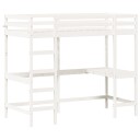 vidaXL Køyeseng med skrivebord hvit 100x200 cm heltre furu 8721012429758