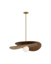 Mahalo 32" Tiered Pendant Antique Brass and Oak
