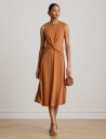 Lauren Ralph Lauren Twist Front Jersey Sleeveless Dress   Orange   40