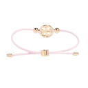 Tory Burch Slider-Armbånd med Justerbar Skyvelås og Double T-motiv i Kalveskinn Gull Lys Rosa