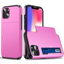 iPhone 15 Hybrid-deksel med Skyvekortholder Rosa