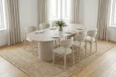 Kopparbo spisegruppe oval 220 cm hvitlasert med 6 Molly spisestoler   Hvitlasert
