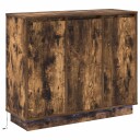  skap med LED røkt eik 90x32x75 cm konstruert tre