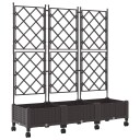 vidaXL Hageplanter med espalier og hjul 3 stk. Brun PP
