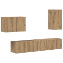  TV vegghyllesett Veggmontert 4 pcs Artisan Eik Konstruert tre