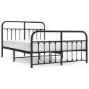 vidaXL Sengeramme i metall med hode- og fotgavl svart 135x190 cm 8720845881382