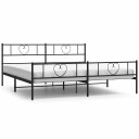  Sengeramme i metall med hode  og fotgavl svart 193x203 cm