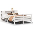  Seng med bokhylle uten madrass hvit 150x200 cm heltre furu 8721158609939
