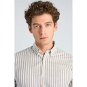 Lindbergh Striped Superflex Oxford L/S   Grey   L