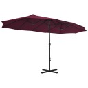 vidaXL Parasoll med aluminiumsstang 460x270 cm vinrød