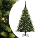  Kunstig hengslet juletre med 150 LED lamper grønn 120 cm