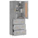 vidaXL Highboard betong grå 69,5x34x180 cm konstruert tre 8720845491635