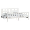 vidaXL Sengeramme med hodegavl hvit heltre furu 200x200 cm