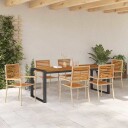  7-delt hagemøbelsett i beige poly rattan akacia