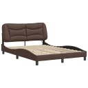  Sengeramme med LED-lys brun 120x200 cm kunstig lær 8721012356375