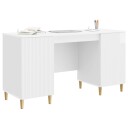 vidaXL Skrivebord Høgglans hvit 142,5 x 50 x 75 cm Konstruert tre