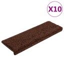 vidaXL Trappematter 10 stk 65x25 cm brun