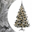 vidaXL Kunstig juletre med julekuler 240 cm 300 LED-lys Varmhvit
