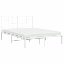 vidaXL Sengeramme i metall med hodegavl hvit 135x190 cm 8721012304086