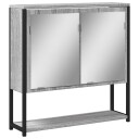  Baderomsskap med speil grå sonoma 60x16x60 cm konstruert tre