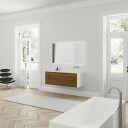 Copenhagen Chic 140R   Baderomsmøbler MKII isbrehvit Corian® med amerikansk valnøtt