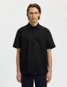 Selected Slmregclaus Clay Linenblend Ss Sht Noos   Black   M