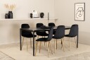 Venture Home Spisegruppe Trym 190 cm inkl. 6 Tommy Fløyelsstoler   Svart/Messing