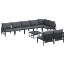  Hagesofa Set 9 pcs Antrasitt Stål