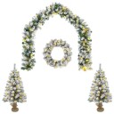 vidaXL Mini juletresett 60 cm 125 LED-lys Varmhvit PVC Grønn og hvit