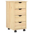 vidaXL Rullende skap med hjul Brun 65,5 x 34 x 39 cm Massiv furu