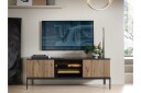 Klinkerville TV-benk med Belysning 39 cm dyp 56 cm bred - Svart Tre / Glass / Ribbet