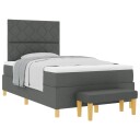  Box Spring Seng med Madrass & Benk Mørkegrå 120x200 cm Stoff