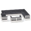 vidaXL Hagesofagruppe med puter 12 deler heltre furu