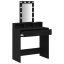  Sminkebord med LED Lys Svart Eik 79x41x140 cm