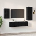  TV benksett 4 pcs Svart eik 30.5 x 30 x 90 cm Konstruert tre