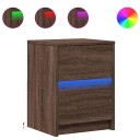  Nattbord med LED brun eik konstruert tre 852045