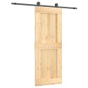 vidaXL Skyvedør Naturlig og svart 80 x 210 cm Massiv Furu Tre