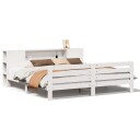  Sengeramme med madrass hvit 200x200 cm heltre furu 8721158410665