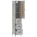 vidaXL Highboard betonggrå 34,5x34x180 cm konstruert tre 8720845496197