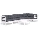  Hagesofagruppe med puter 7 deler furu hvit 3096401