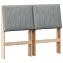  Polstret sengegavl Lysegrå 120 cm Massiv furu