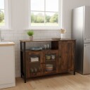 Skjenk til kjøkken med glassdør – justerbare hyller industridesign