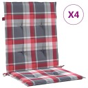vidaXL Hage stolputer 4 stk. Oxford Stoff Rød Rutet 100 x 50 x 3 cm