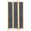 vidaXL Romdeler 3 paneler grå 120x170x4 cm stoff