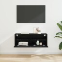  TV Veggskap Svart Eik 80 x 30 x 30 cm Konstruert tre